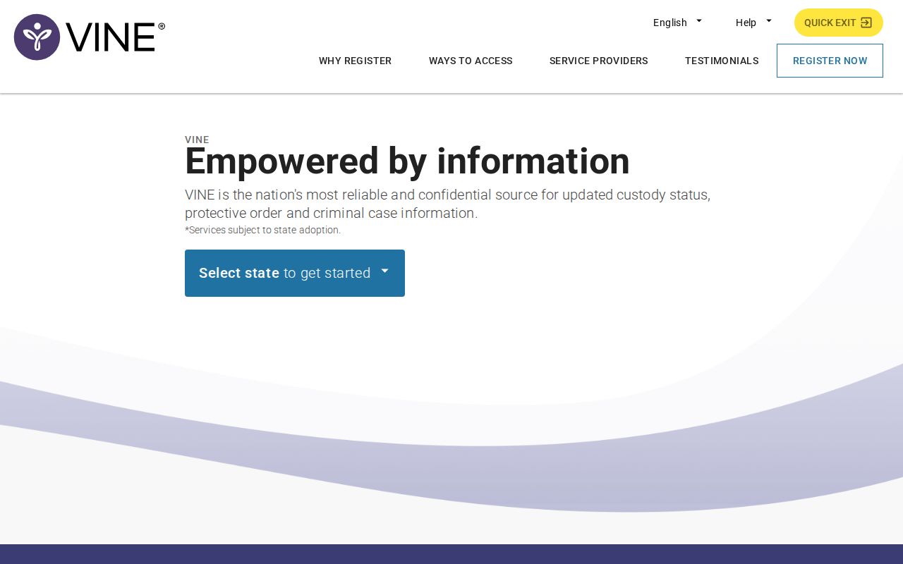 VINELink Michigan selection and person search screen